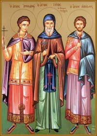 Икона Преподобного Тита чудотворца, Мучеников Амфиана и Едесия Патарских