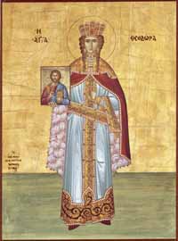 Икона Благоверной Феодоры, Царицы Греческой, восстановившей почитание святых икон. Греческая икона XIX в