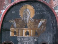 Фреска Преподобный Даниил Столпник, Константинополький. Фреска. Косово. Сербия. Около 1318 г.
