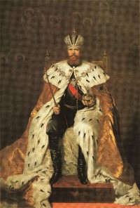 Портрет Благочестивейший Император Александр Третий в коронационной одежде 15 мая 1883г. Худ. А.П. Соколов